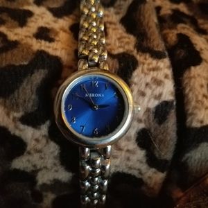 Merona Blue Faced Silver Banded Watch 7"